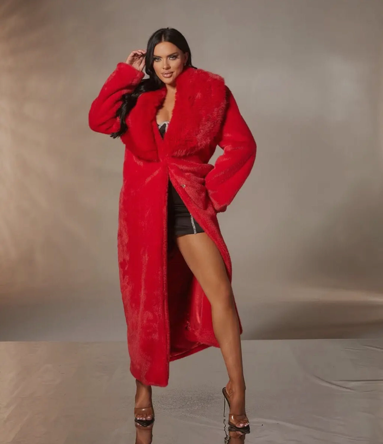 Faux Fur Red Coat