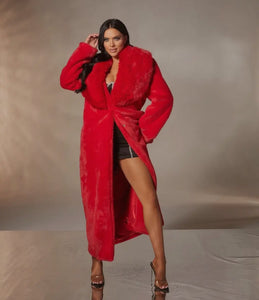 Faux Fur Red Coat