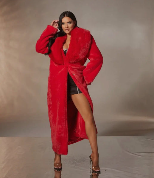 Faux Fur Red Coat