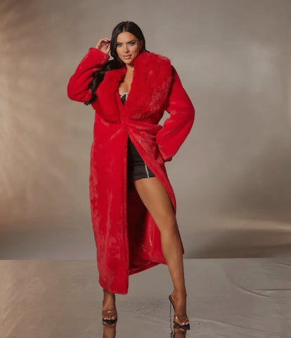Faux Fur Red Coat