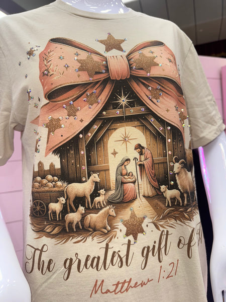 Nativity “The Greatest Gift of All” Christmas Tee