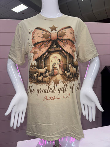 Nativity “The Greatest Gift of All” Christmas Tee