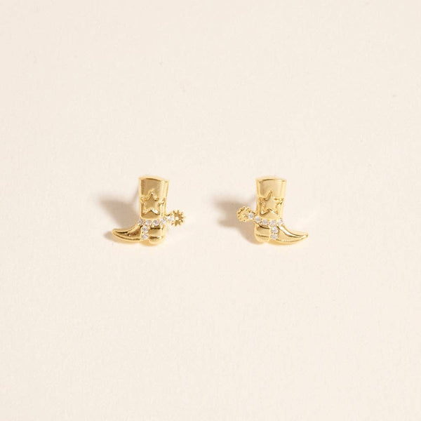 18K Gold Dipped Cowgirl Western Boots Earrings: 18K GD / ONE