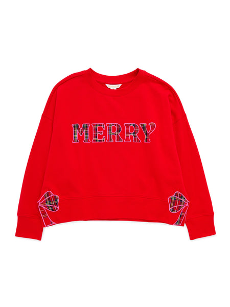 PLAID "MERRY" RELAXED SWEATSHIRTS