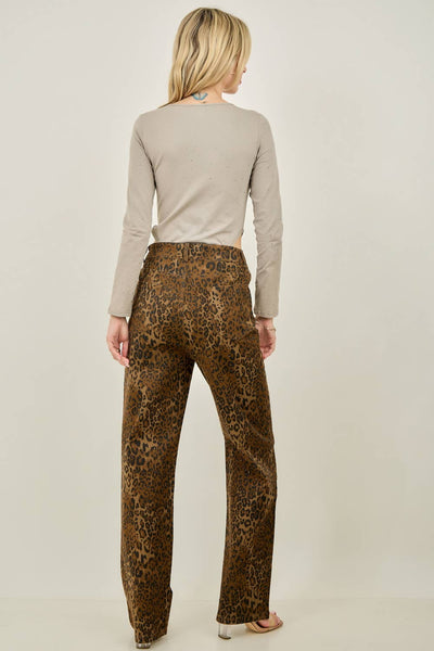 Leopard Rhinestone High Waisted Jeans