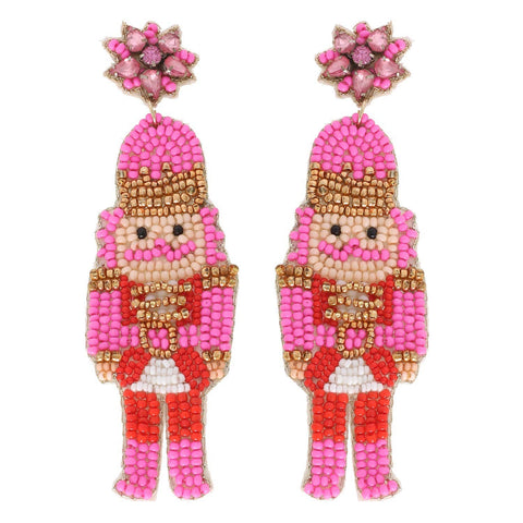 Nutcracker Christmas Beaded Drop Earrings