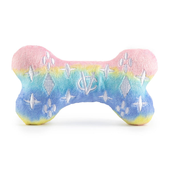 Pink Ombre Chewy Vuiton Bone Squeaker Dog Toy: Small