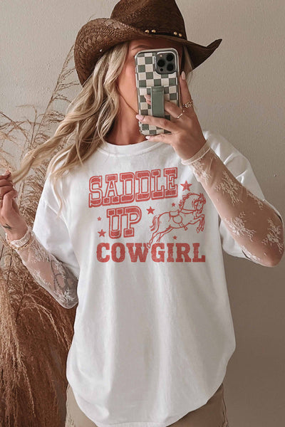 Saddle Up Cowgirl Oversized Graphic Tee