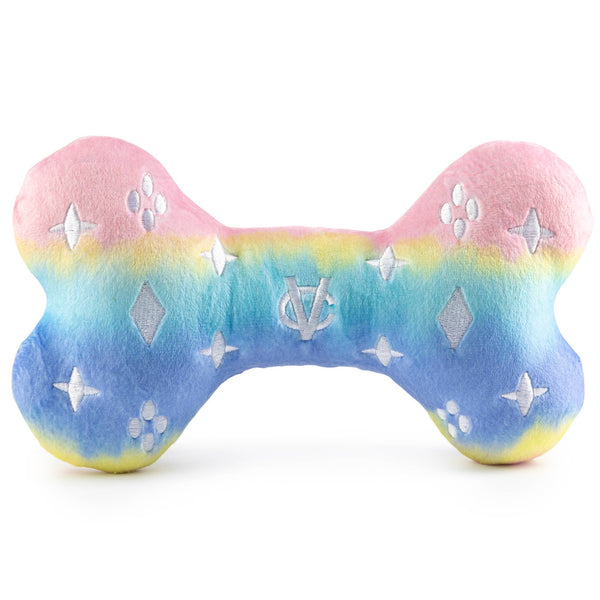 Pink Ombre Chewy Vuiton Bone Squeaker Dog Toy: Small