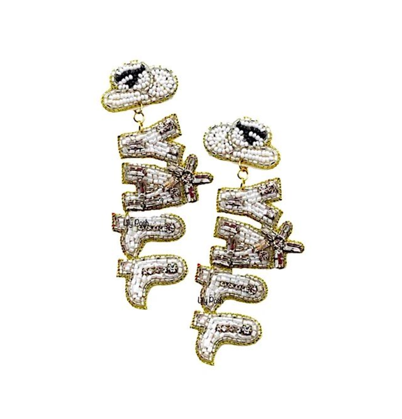 Cowboy Hat Western Boho Seed Bead Earring