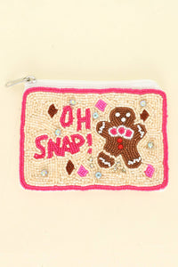 Christmas Oh Snap Seed Bead Coin Bag