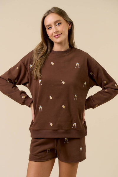 Embroidered Champagne Set Brown