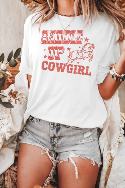 Saddle Up Cowgirl Oversized Graphic Tee