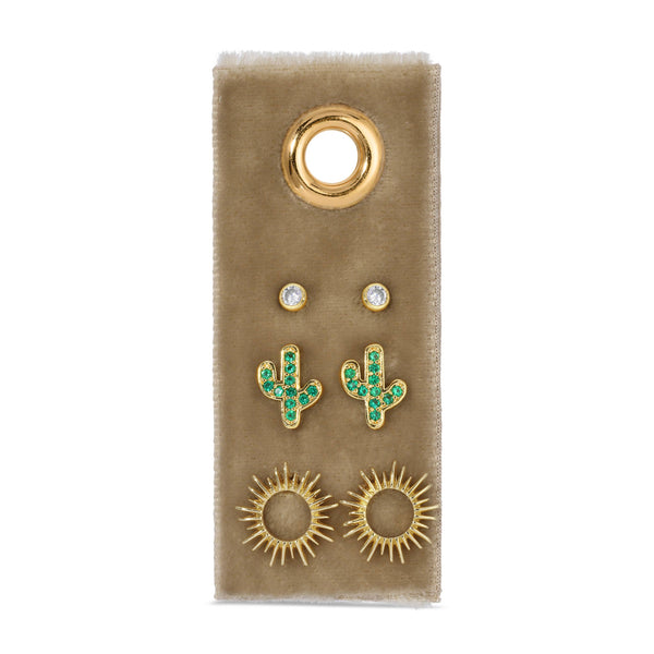 Cactus Velvet Stud Gift Set