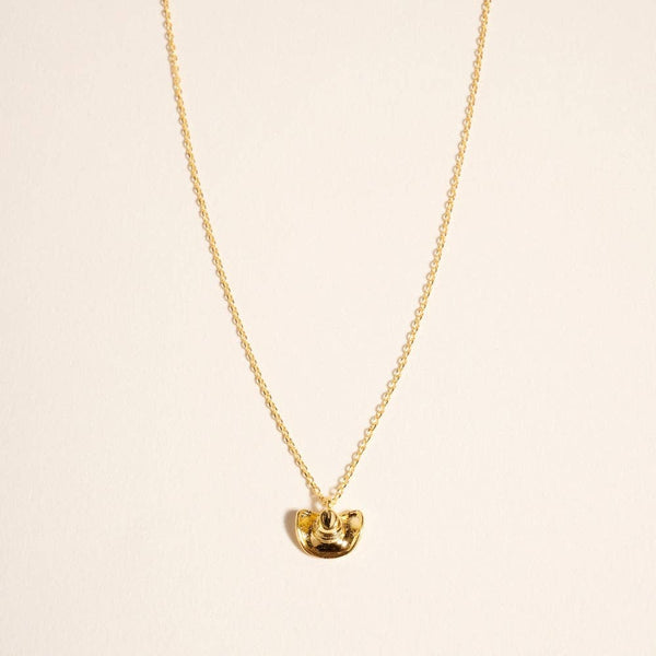 18K Gold Dipped Western Cowboy Hat Rodeo Necklace: 18K GD / ONE