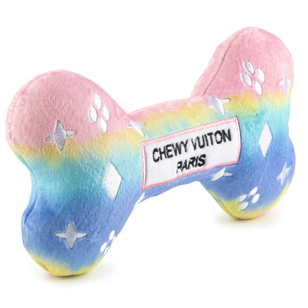 Pink Ombre Chewy Vuiton Bone Squeaker Dog Toy Large