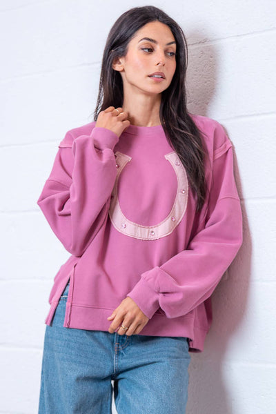 Pink Horseshoe Contrasted Sweatshirt