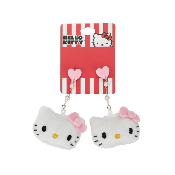 Hello Kitty Heart & Pearls Plush Earrings