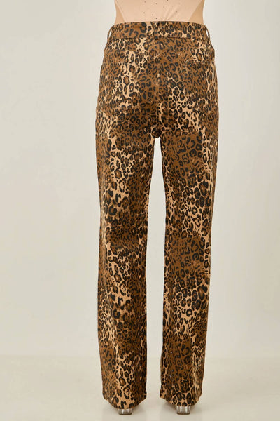 Leopard Rhinestone High Waisted Jeans