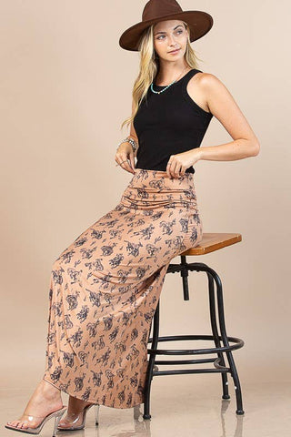 Western Bucking Horses Maxi Skirt