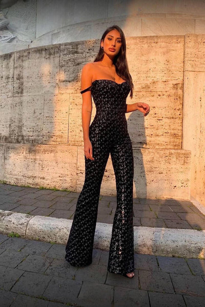 Black Velvet Sequin Jumpsuit