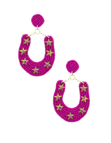 Fuchsia Horseshoe Earrings