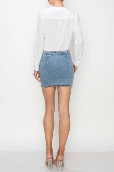 Spiked Out Denim Skirt