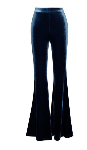 Be Together Steel Blue Velvet Flare Pants