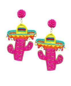 Pink Cactus Earrings