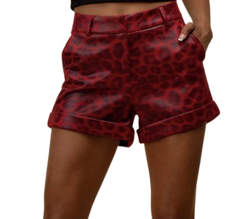 Leopard Faux Leather Shorts