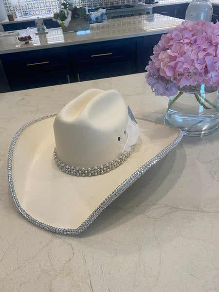 Cream Diamond Cowgirl Hat