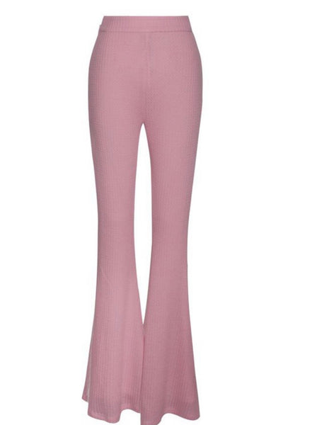 Be With Me Pink Stretch Knit Flare Pants